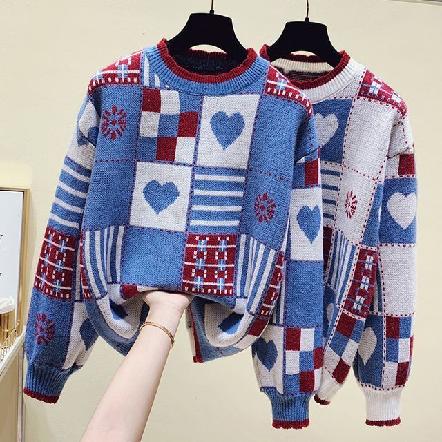 Ashlee - Heart Patterned Sweater | YesStyle