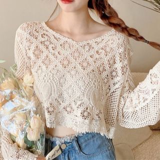Knit Top with Crochet Sleeves