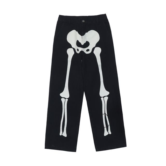 Skeleton Print Straight Leg Pants