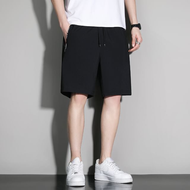 Neonity Wear-Drawstring Waist Plain Shorts