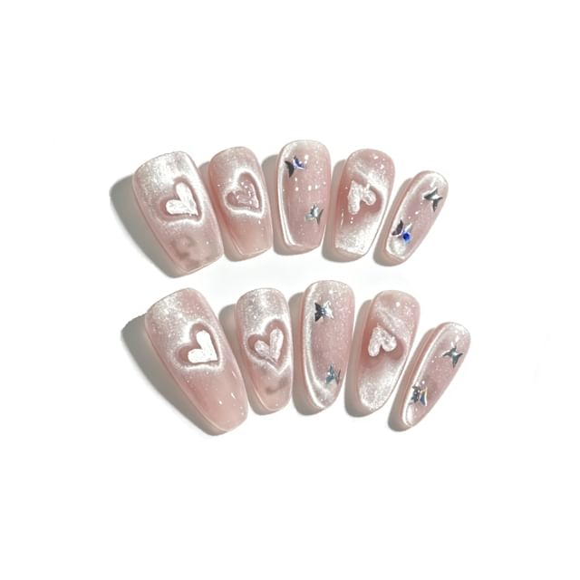 eovda-Heart Cat Eye Press On Nail Various Designs - Faux ongles Différents designs