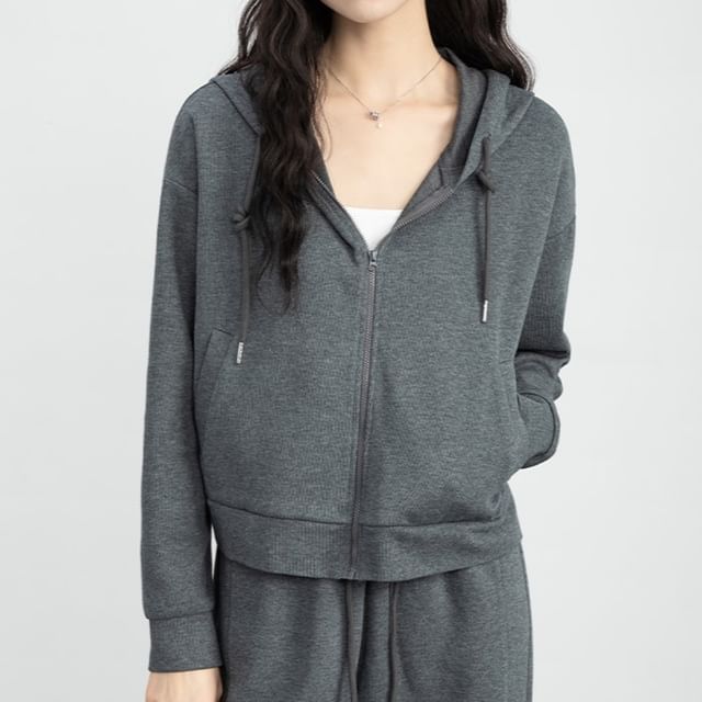 Magimomo-Plain Zip Hoodie