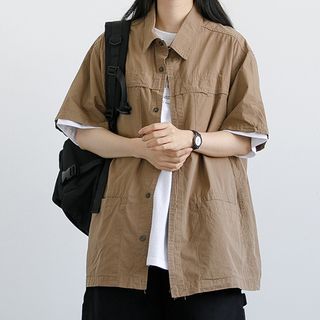 khaki short sleeve jacket