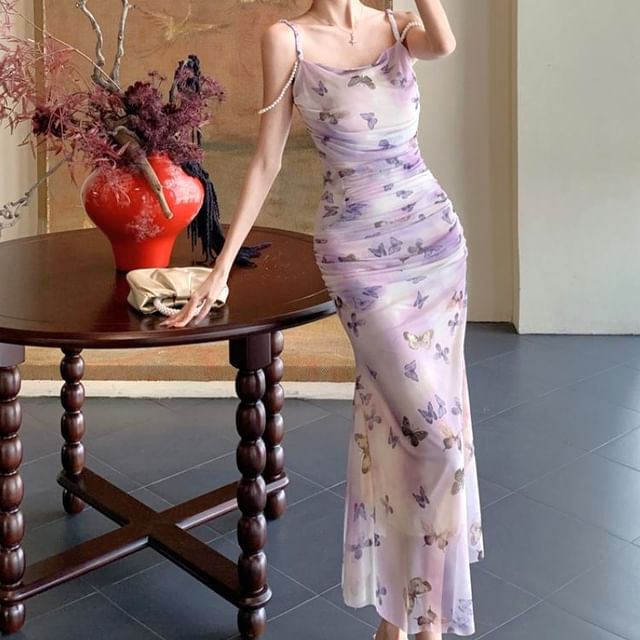 strapless open back dress Butterfly Garden Bow Back Maxi Dress – BlackMilk Clothing main image 0