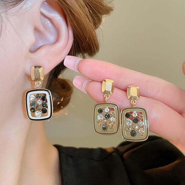 Calafa-Rhinestone Alloy Drop Earring