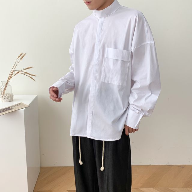 DragonRoad-Long-Sleeve Plain Shirt