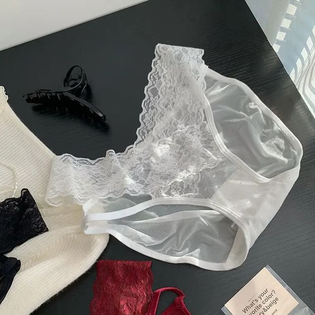 Candyiry-Plain Panel Lace Panty