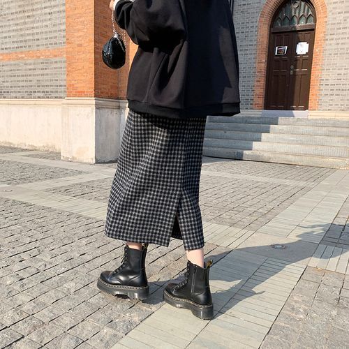 CERA - Plaid Straight-Fit Midi Skirt | YesStyle