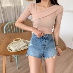 MERONGSHOP - Asymmetric Fold-Over Top MERONGSHOP - Asymmetric Fold-Over Top
