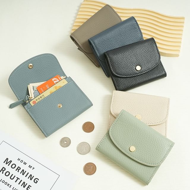 tablarosa-Plain Genuine Leather Short Wallet