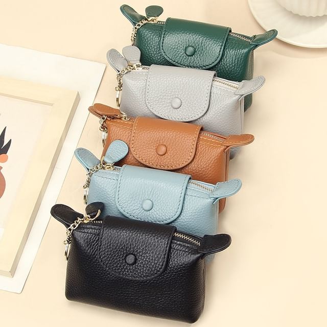 tablarosa-Plain Genuine Leather Coin Purse