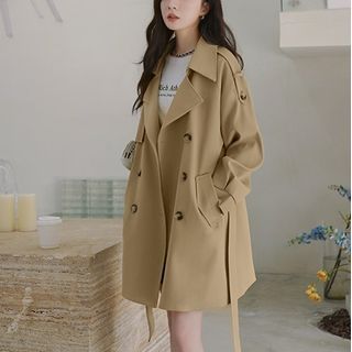 Tzarkozy-Plain Double-Breasted Trench Coat