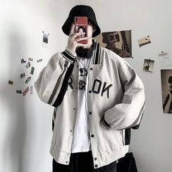 EOW - Lettering Snap-Button Baseball Jacket