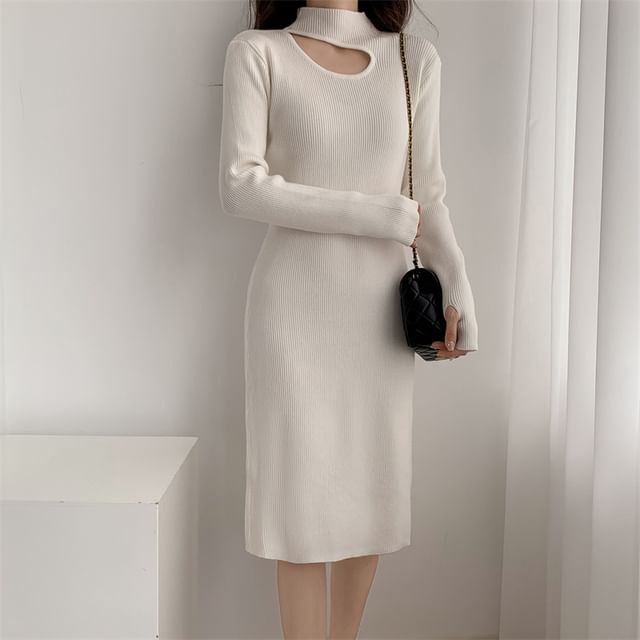 fitted lace wedding dress SEQUIN MOCK NECK LONG SLEEVE MINI DRESS  Bella Chica
