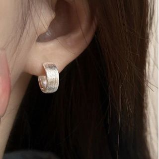 Hansha-Brushed Sterling Silver Open Hoop Earring