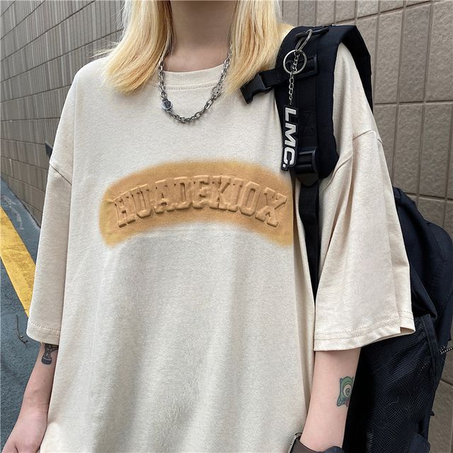 MELLO - Elbow-Sleeve Lettering T-Shirt | YesStyle