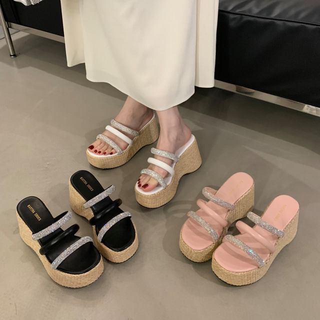 Niuna-Glitter Platform Sandals