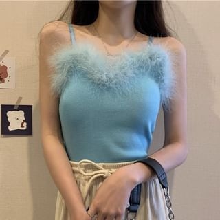 Sisyphi-Fluffy Trim Cami Top