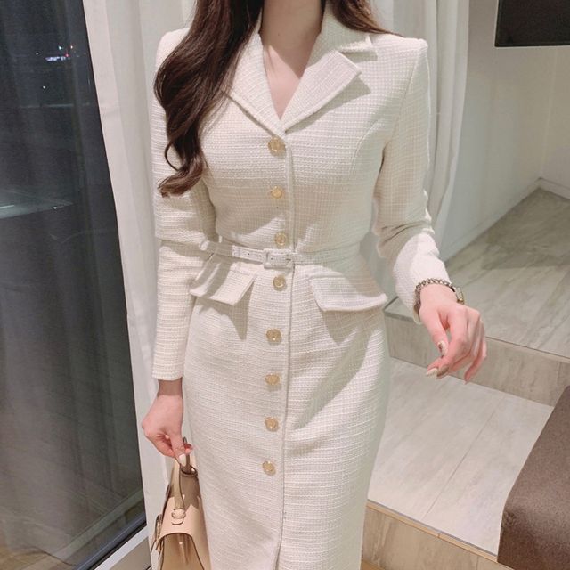 Coris - Long-Sleeve Tweed Shift Dress | YesStyle Coris - Long-Sleeve Tweed Shift Dress | YesStyle