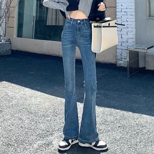 Hevnir-High Waist Bootcut Jeans