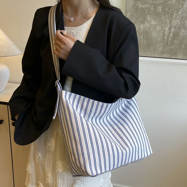 Skyglow-Striped Canvas Crossbody Bag