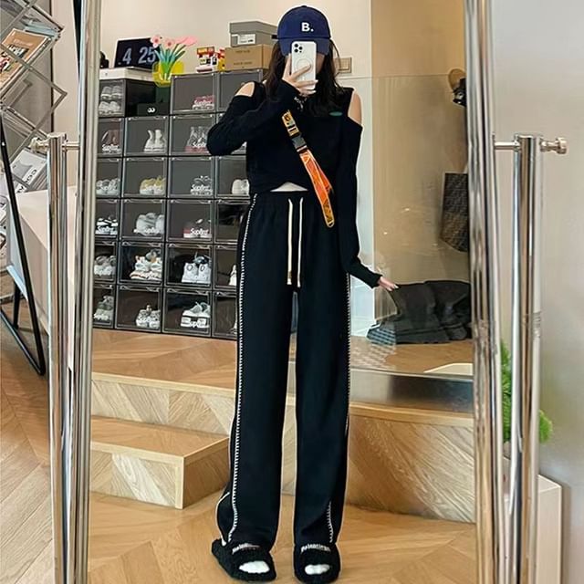 Everose-High Waist Striped Wide Leg Pants