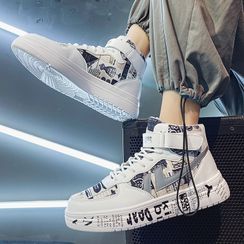 Signore - Lettering Lace Up Sneakers