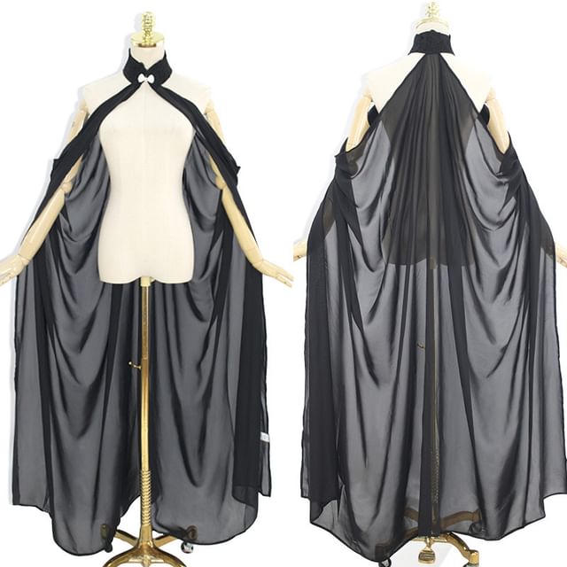 GOGO Girl-Halter Plain Rhinestone Mesh Cape