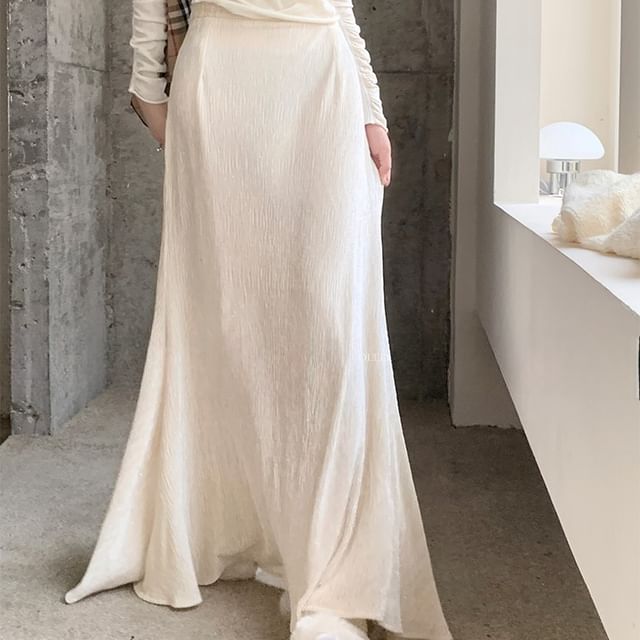 Beem-High Waist Plain Glitter Maxi Fishtail Skirt