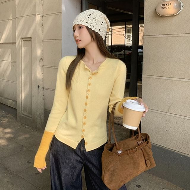 OGAWA-Two-Tone Button-Up Cardigan