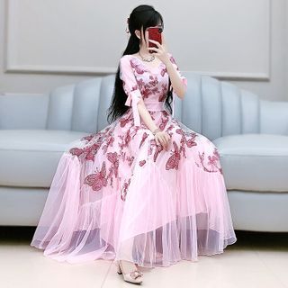strapless open back dress Sequins Butterfly Dress & Wings main image 1