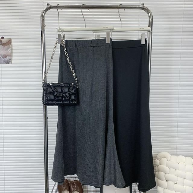 Supernova-High Waist Plain Midi Mermaid Skirt