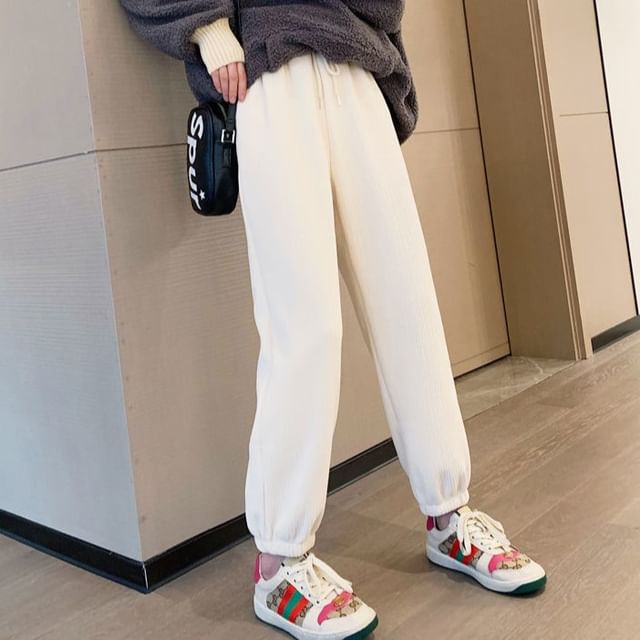 Iduna-Elastic Waist Plain Harem Pants