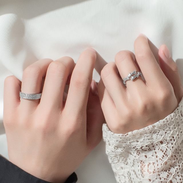 Tinseltown-Couple Matching Branches Stainless Steel Open Ring