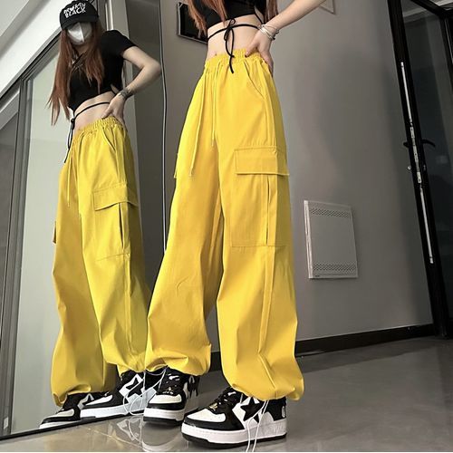 High Rise Plain Wide Leg Cargo Pants