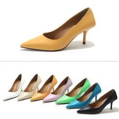 MODELSIS - Genuine Leather Pointy-Toe Pumps MODELSIS - Genuine Leather Pointy-Toe Pumps