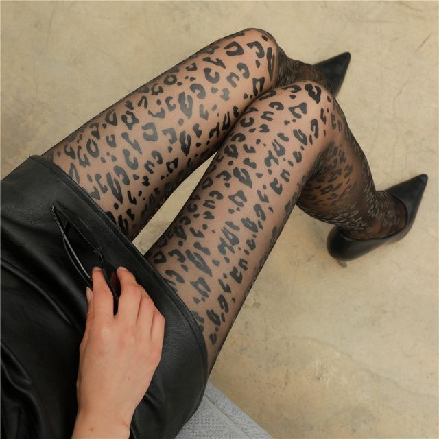 Gentiana-Leopard Print Tights