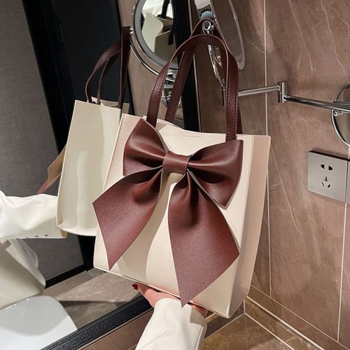 Bow detail leather hot sale shopper bag