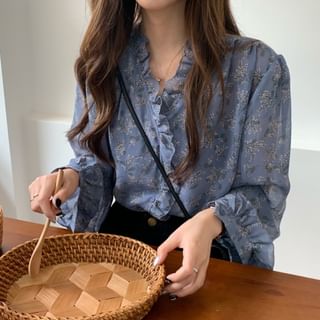 floral print chiffon blouse