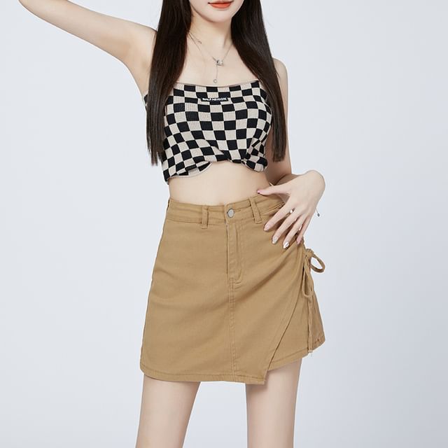 Jaqmine-High Waist Denim Mini Skort