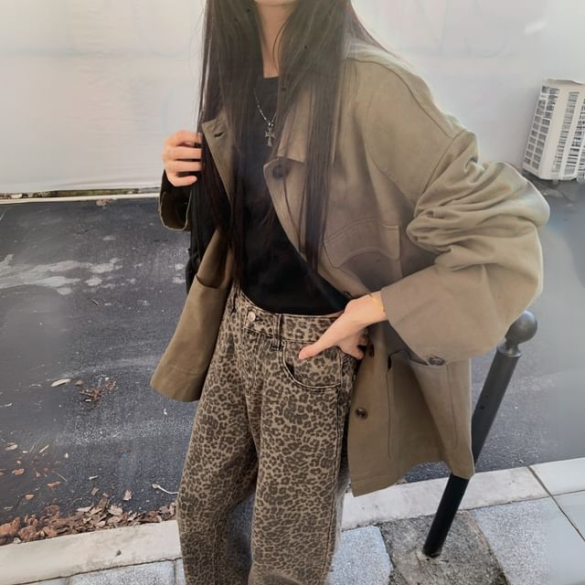 Alfie-Long-Sleeve Plain Loose-Fit Button-Up Jacket