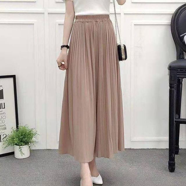 Sisyphi-High Waist Plain Wide Leg Crop Pants
