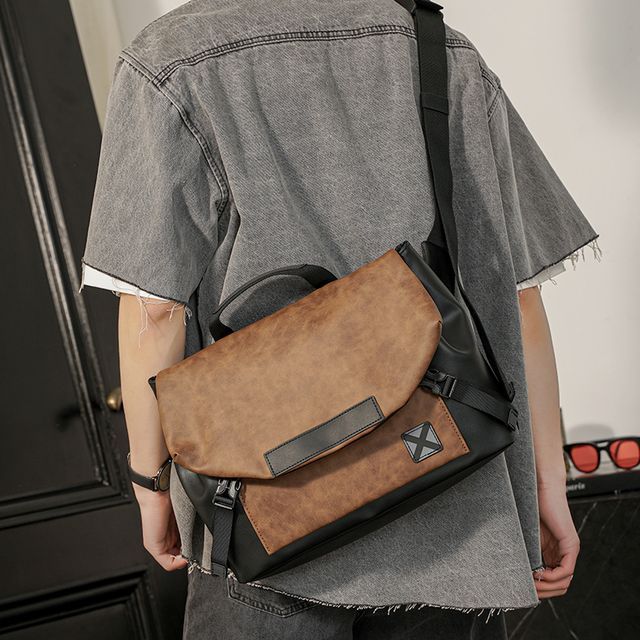 BagBuzz-Faux Leather Flap Crossbody Bag