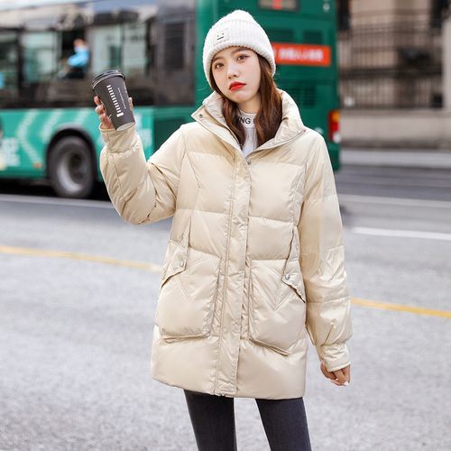 High Neck Plain Zip-Up Puffer Jacket