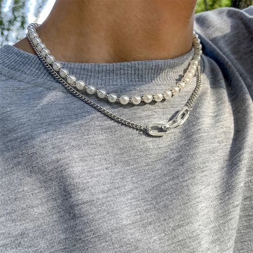 Faux pearl online chain necklace