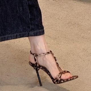 Karlao-Leopard Print T-Strap Stiletto Sandals