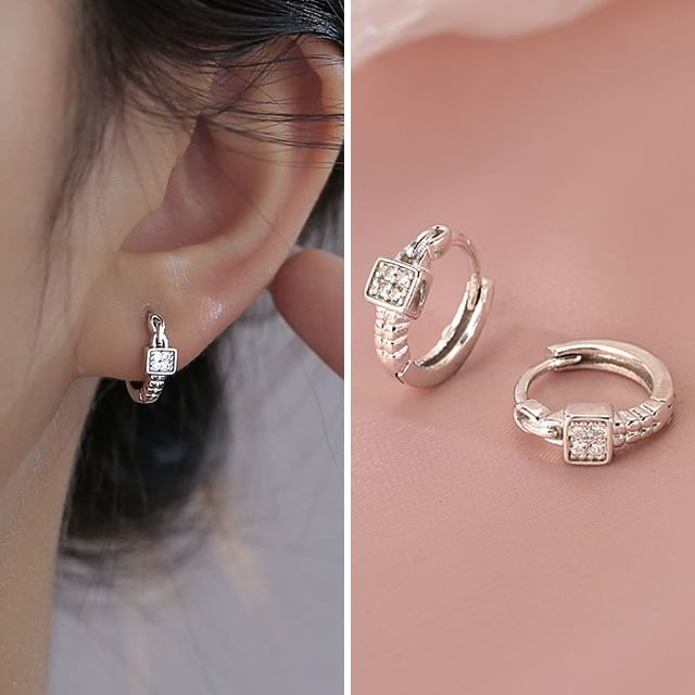 Hansha-Rhinestone Alloy Huggie Earring