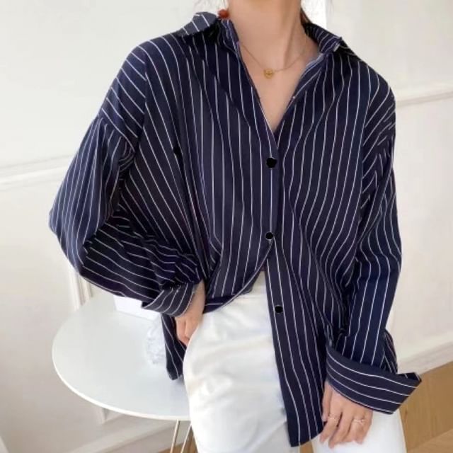 ISSOL-Long-Sleeve Striped Shirt