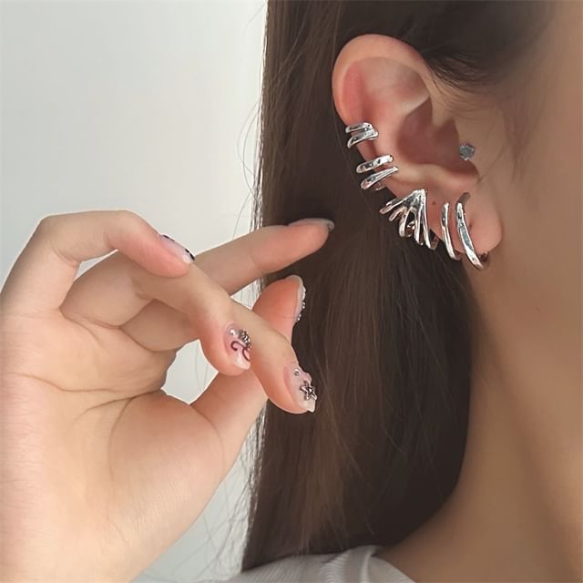 pexrl jewelry-Geometry Layered Ear Cuff