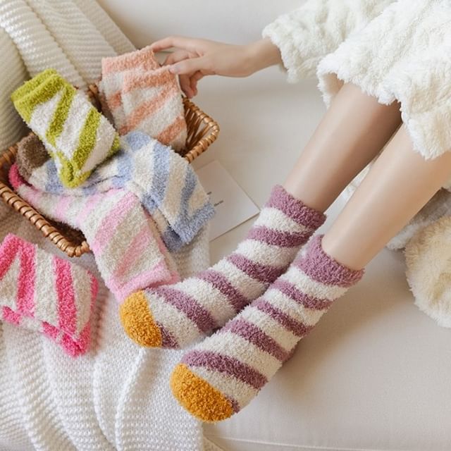 Mimiyu-Striped Fleece Socks Set